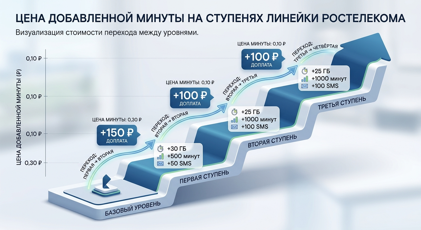 схема ступеней тарифа с ценой добавленной минуты